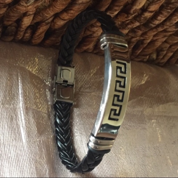 Other - Moroccan Black Leather Bracelet (stainless steel)